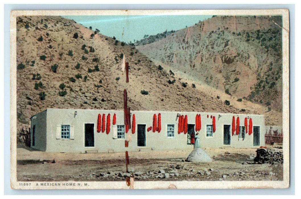 A Mexican Home New Mexico NM Fred Harvey Phostint Unposted Vintage Postcard