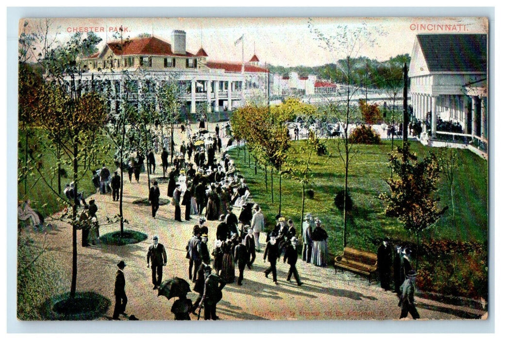 c1910's Chester Park People Walking Cincinnati Ohio OH Posted Antique Postcard