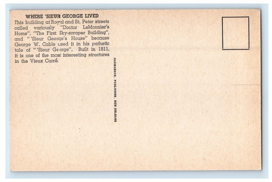 1939 Sieur Georges House Old New Orleans Louisiana LA Unposted Postcard