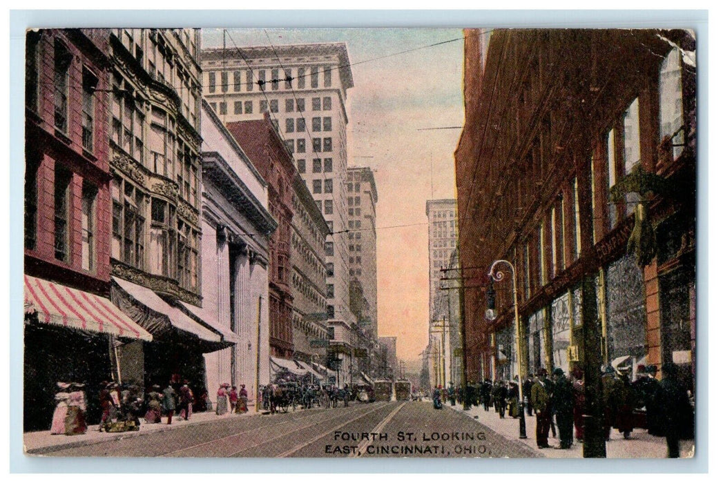 1910 Fourth Street Looking East Cincinnati Ohio OH Posted Antique Postcard