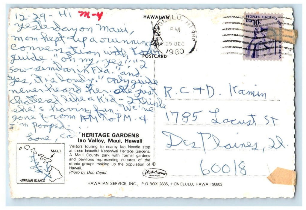 1980 A View Of Heritage Gardens Iao Valley Maui Hawaii HI Posted VintagePostcard