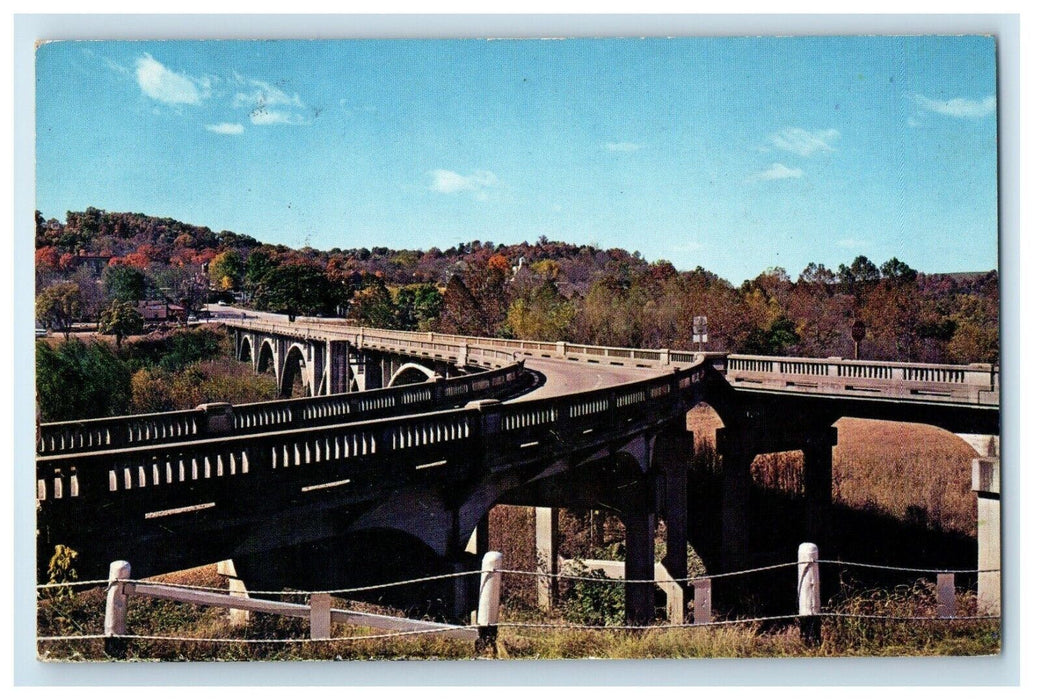 1962 View Of Divided Bridge Crossing James River Galena Missouri MO Postcard