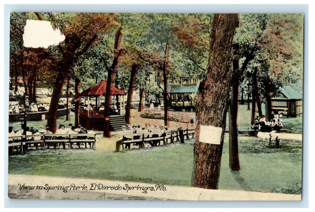 c1910's View In Spring Park Pavilion El Dorado Springs Missouri MO Postcard