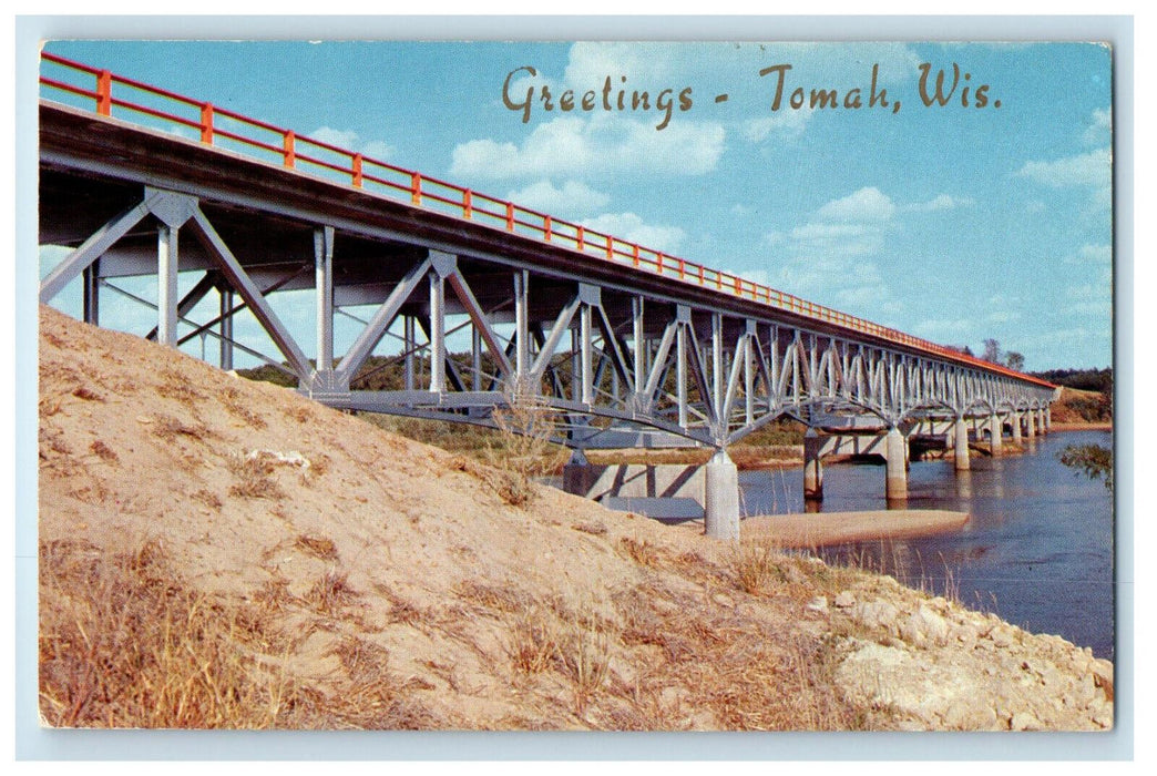 c1950s Bridge View, Greetings from Tomah Wisconsin WI Vintage Postcard