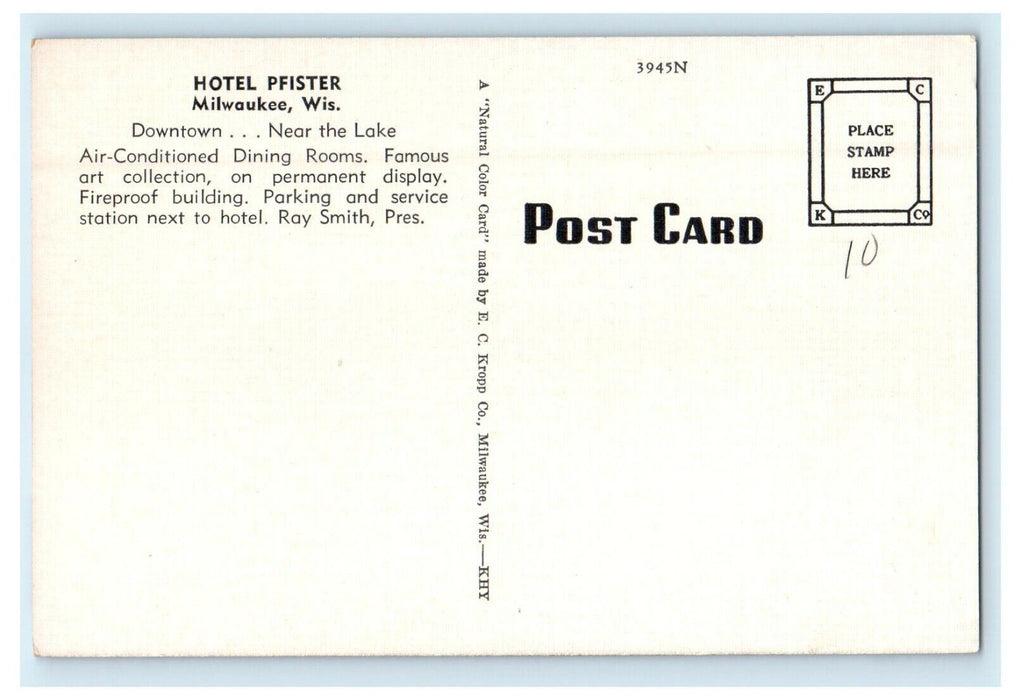 c1940's Hotel Pfister Building Street View Milwaukee Wisconsin WI Postcard