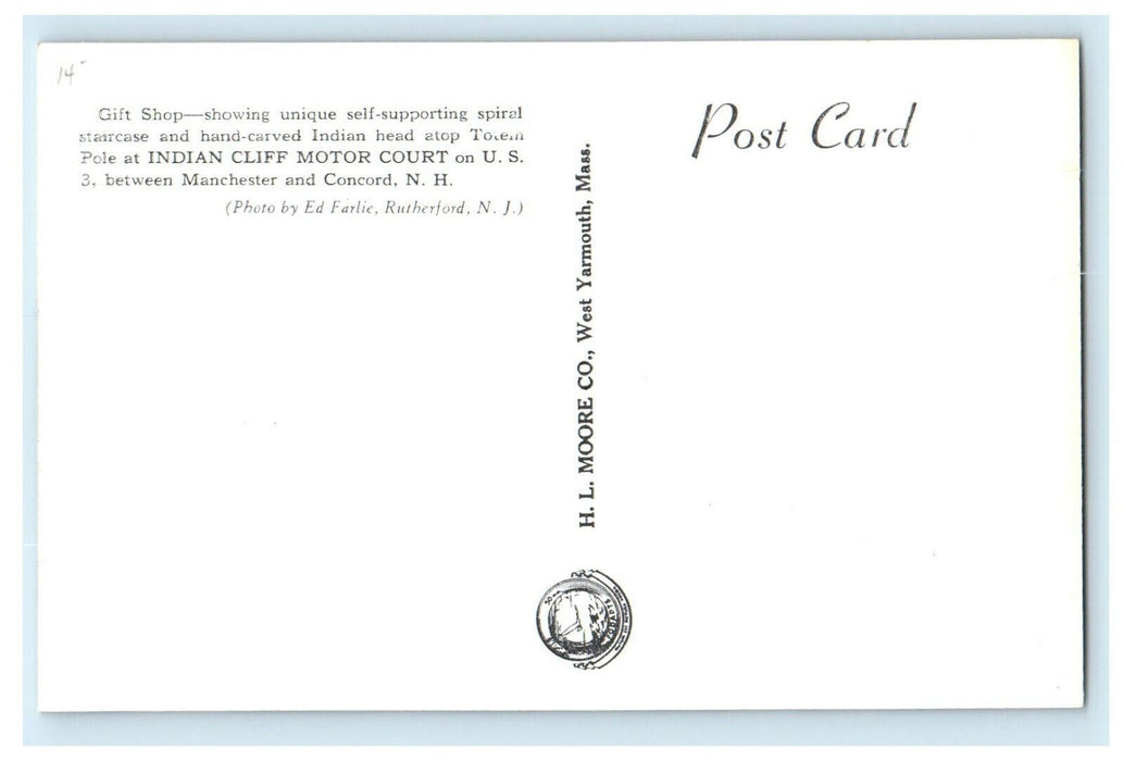 c1950s Indian Cliff Motor Court New Hampshire NH RPPC Unposted Postcard