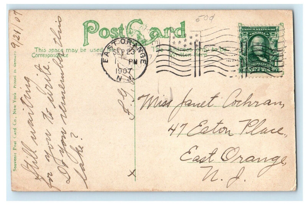 1907 View Of Fletscher Lake Boat Ocean Grove New Jersey NJ Antique Postcard