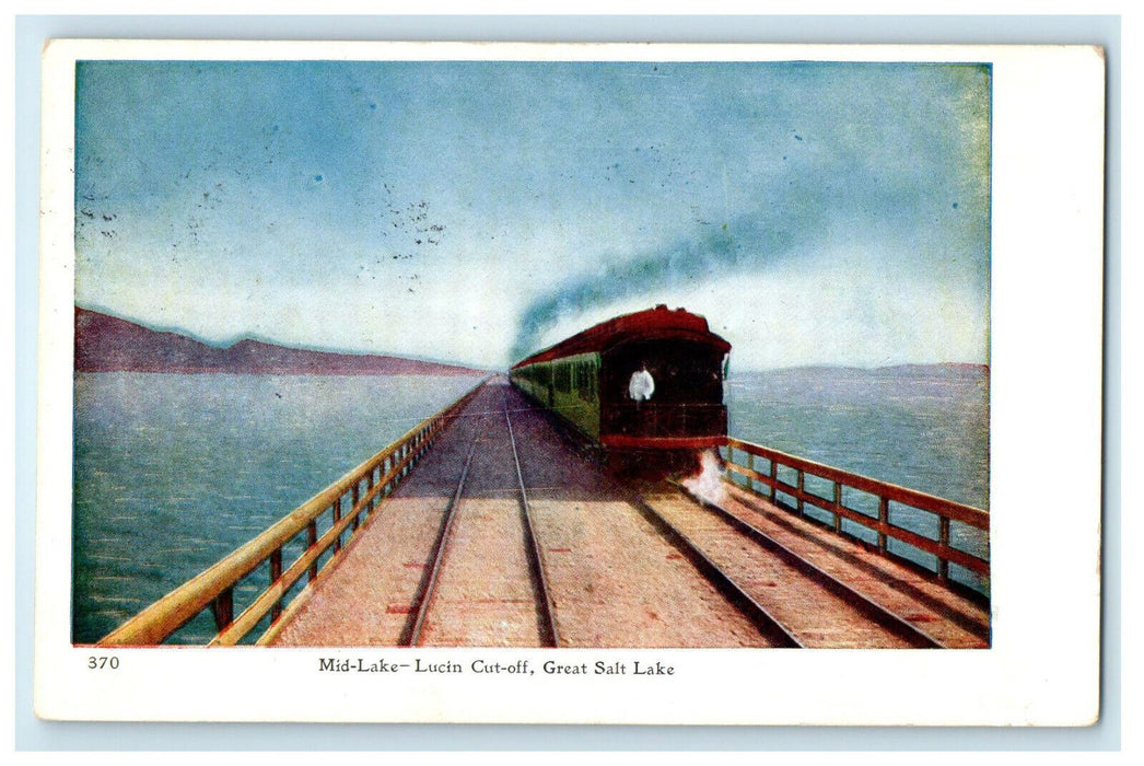 1909 Lucin Cut Off Great Salt Lake Utah UT Cheyenne and Denver RPO Postcard