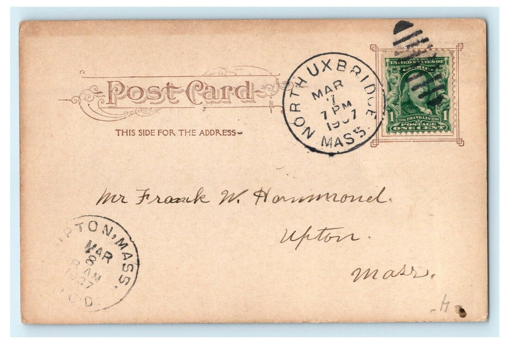 1907 St. Mary's Church View, Pawtucket Rhode Island, RI Antique Postcard