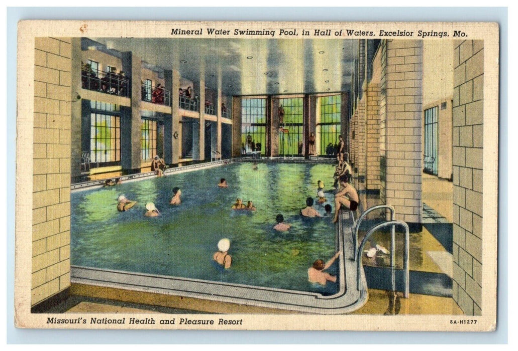 1944 National Health Pleasure Resort Swimming Pool Excelsior Springs MO Postcard