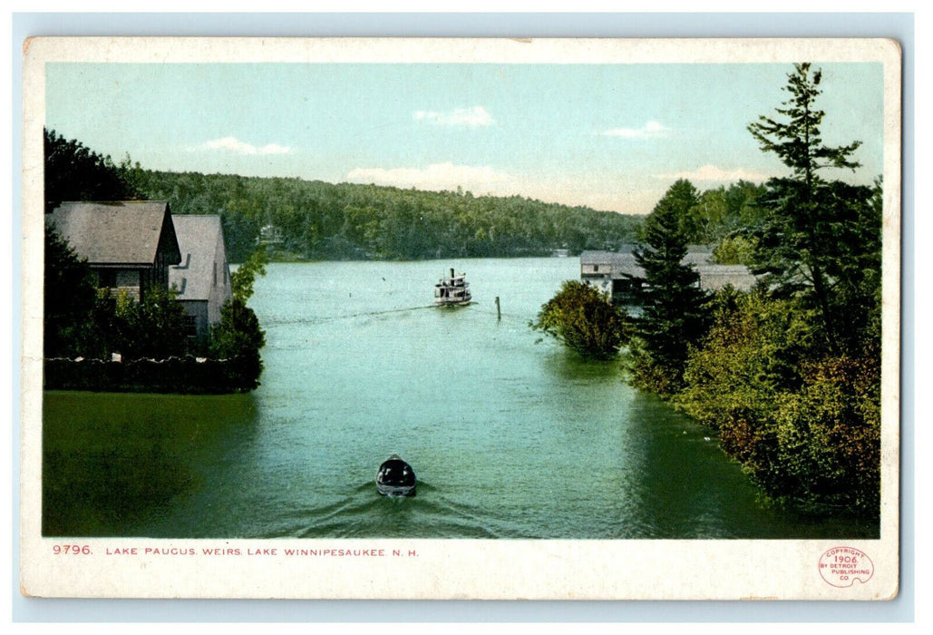 c1905s Lake Paucus Weirs, Lake Winnipesaukee, New Hampshire NH Postcard