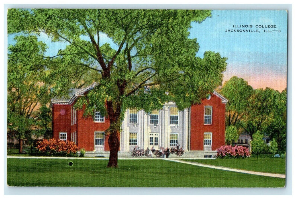 c1940's A View Of Illinois College Building Campus Jackson Illinois IL Postcard