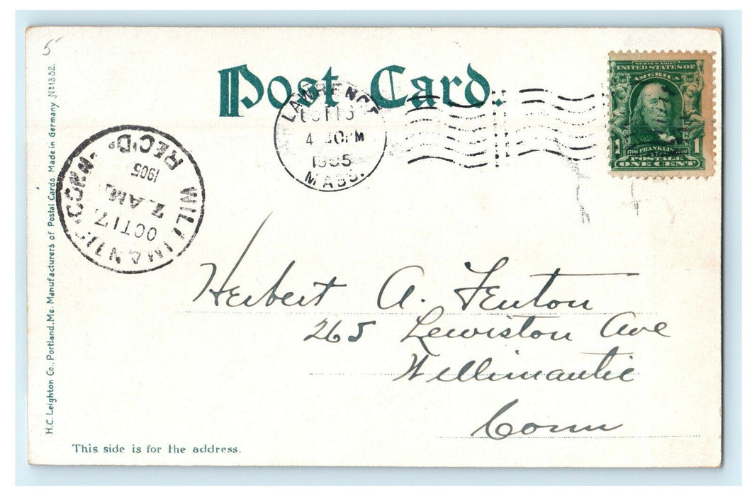 1905 River from Exchange St. Bridge, Pawtucket Rhode Island, RI Postcard