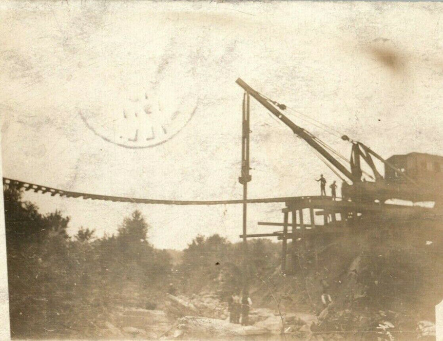 1911 Amboy Illinois Flood Railroad Machine Washout RPPC Photo Antique Postcard