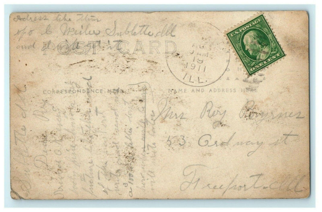 1911 Amboy Illinois Flood Railroad Machine Washout RPPC Photo Antique Postcard