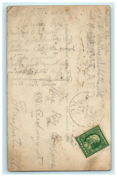 1911 Amboy Illinois Flood Railroad Machine Washout RPPC Photo Antique Postcard