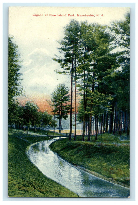 c1910s Lagoon at Pine Island Park, Manchester New Hampshire NH Postcard