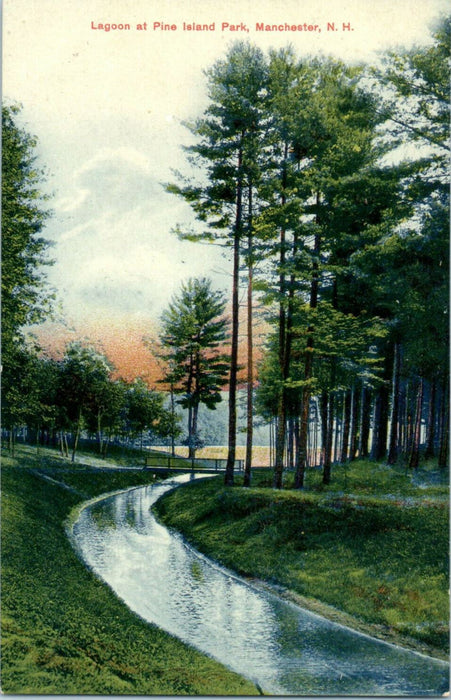 c1910s Lagoon at Pine Island Park, Manchester New Hampshire NH Postcard