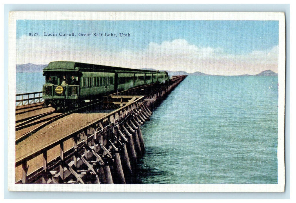 c1920s Train Locomotive, Lucin Cutoff Great Salt Lake Utah UT Postcard