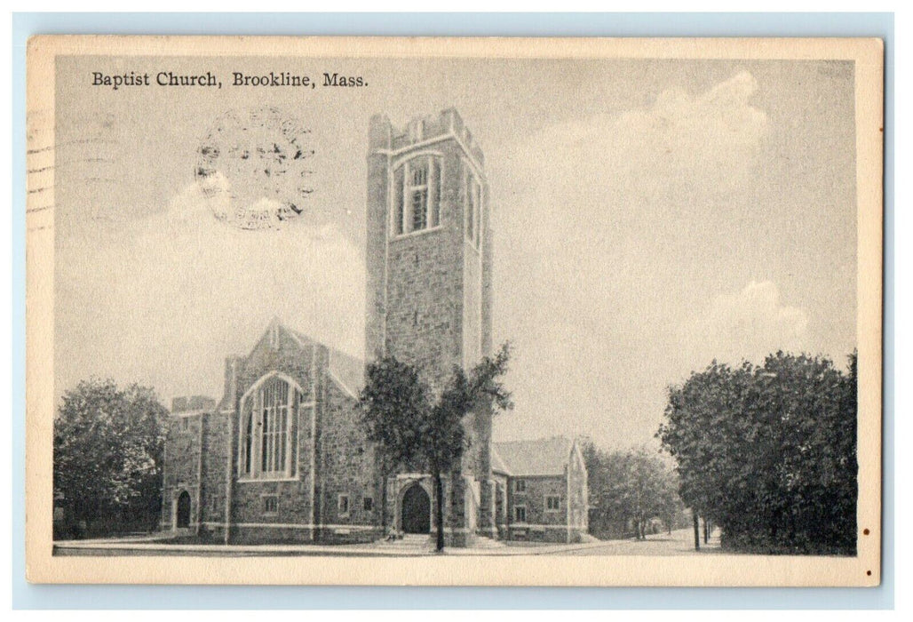 1921 The Baptist Church Brookline Massachusetts MA Posted Vintage Postcard