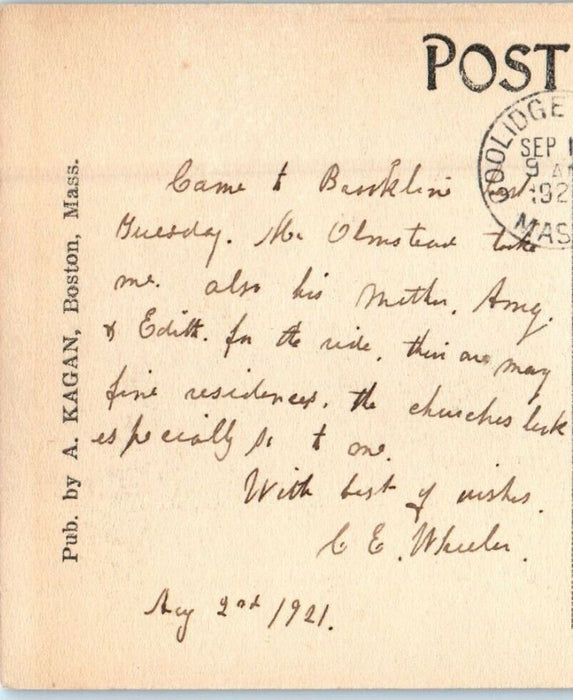 1921 The Baptist Church Brookline Massachusetts MA Posted Vintage Postcard