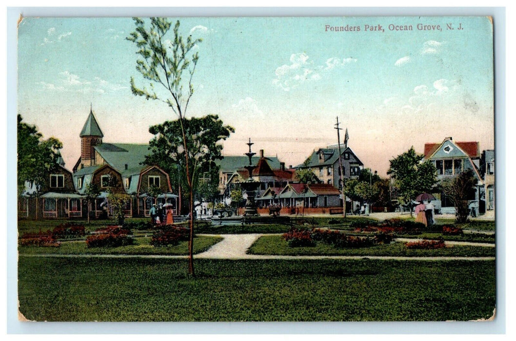 1912 View Of Founders Park Ocean Grove New Jersey NJ Posted Antique Postcard