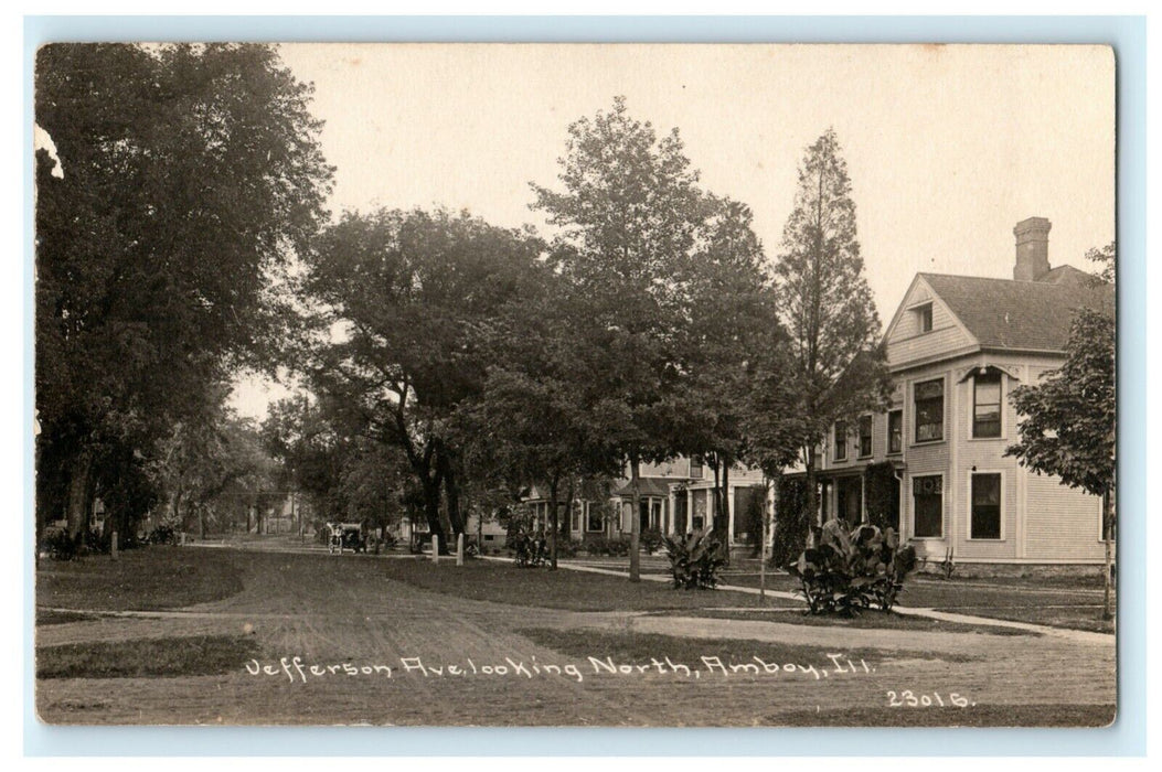 Jefferson Ave. Amboy Illinois c1910 Home Houses RPPC Photo Antique Postcard