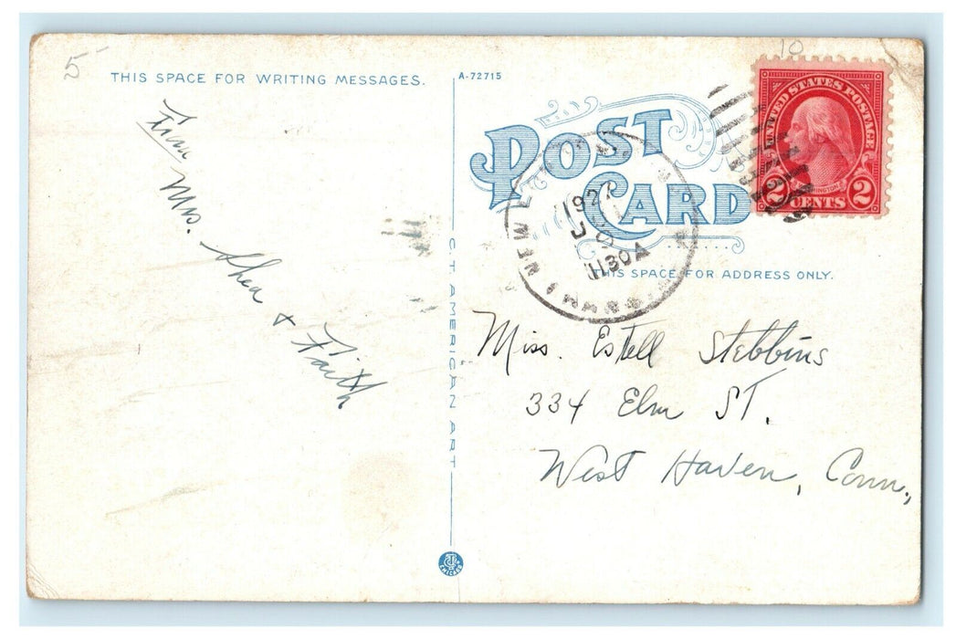 1927 St Joseph's Church and School, Pawtucket Rhode Island, RI Postcard
