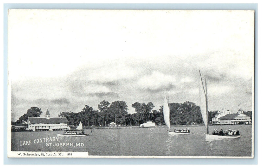 c1905 Lake Contrary Canoeing St Joseph Missouri MO Vintage Unposted Postcard