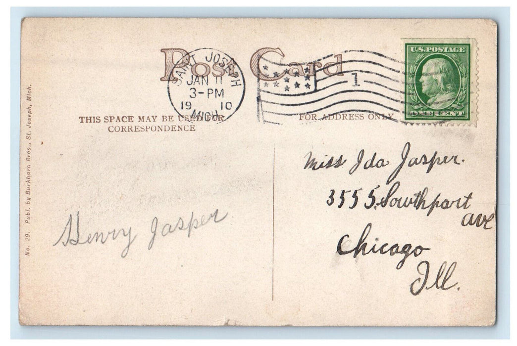 1910 Hotels and Mineral Bath House St. Joseph Michigan MI Posted Postcard