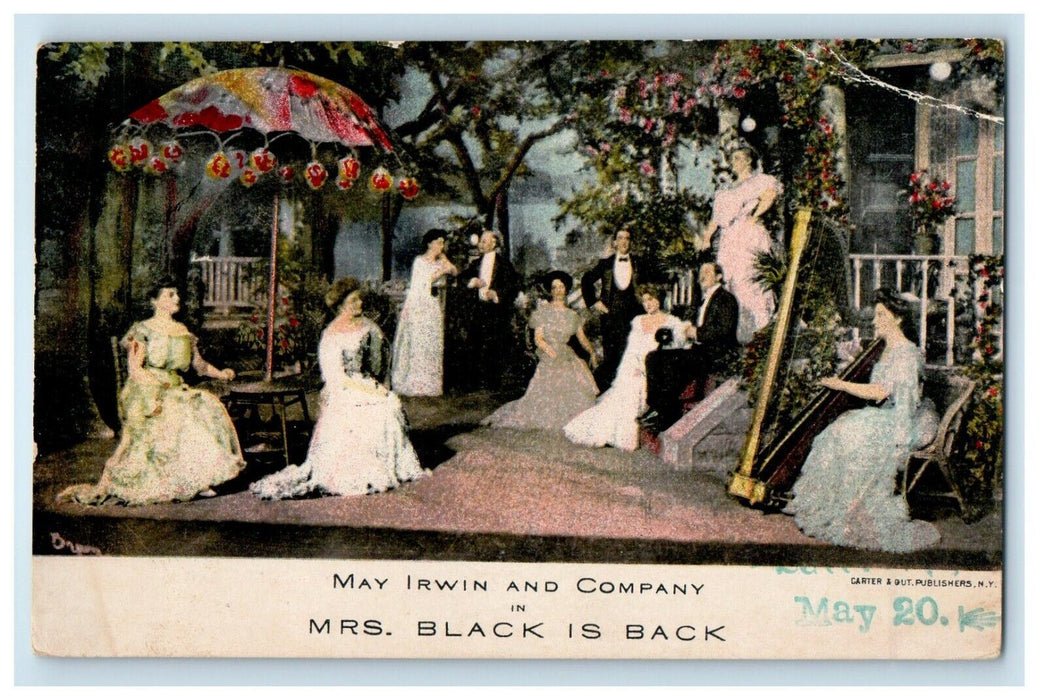 1905 May Irwin And Company Mrs. Black Is Back Movie Advertising Antique Postcard