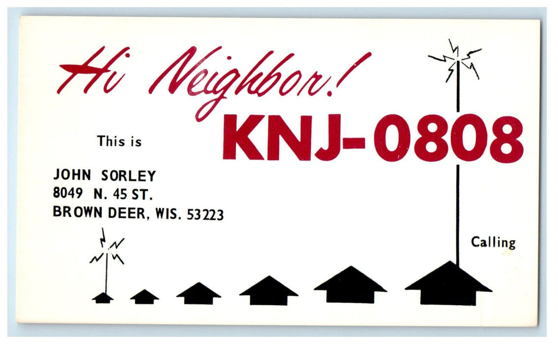 c1950s Hi Neighbor! KNJ-0808 Letter from Brown Deer Wisconsin WI Postcard