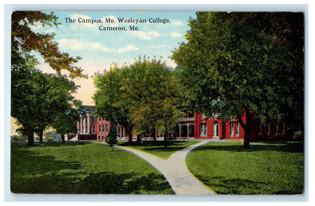 1916 The Campus Missouri Wesleyan College Cameron MO Posted Antique Postcard