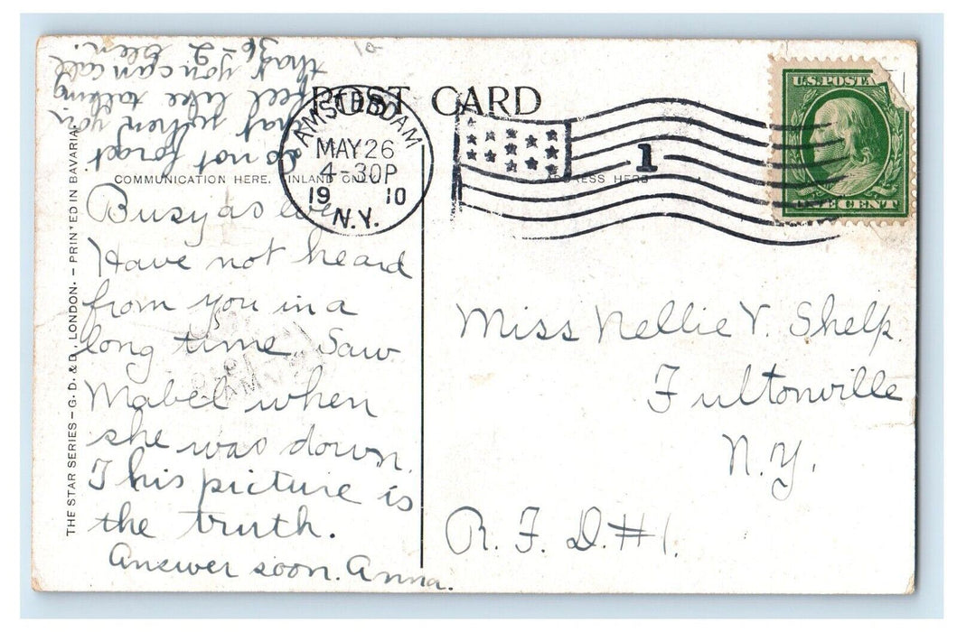 1910 Two Girls Dress White I'm Taller Than You Amsterdam New York NY Postcard