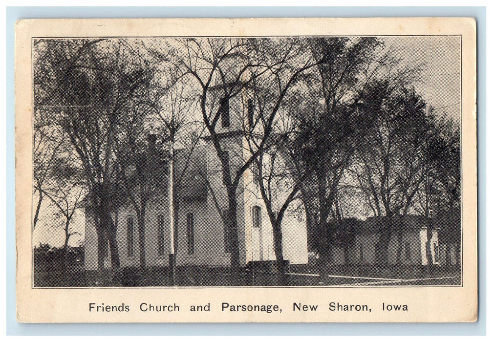 1913 Friends Church and Parsonage New Sharon Iowa IA Posted Antique Postcard