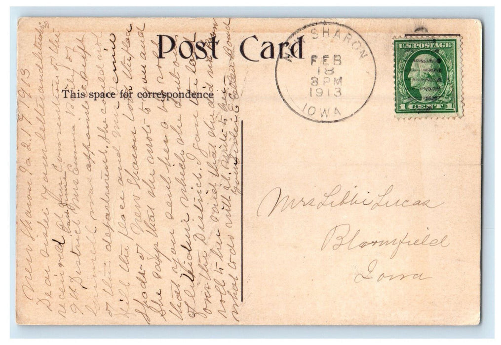 1913 Friends Church and Parsonage New Sharon Iowa IA Posted Antique Postcard