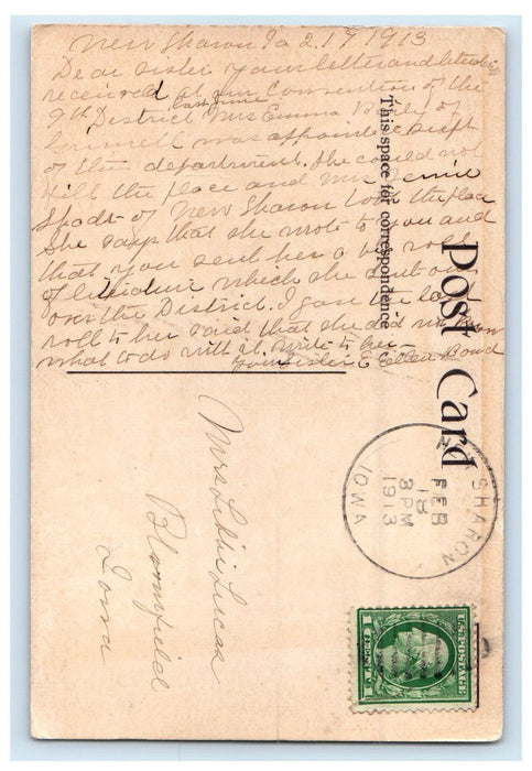 1913 Friends Church and Parsonage New Sharon Iowa IA Posted Antique Postcard