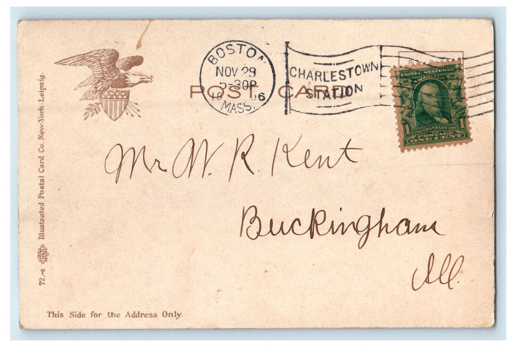 1906 USS Jowa Steamship View Boston Massachusetts MA Cancel Postcard