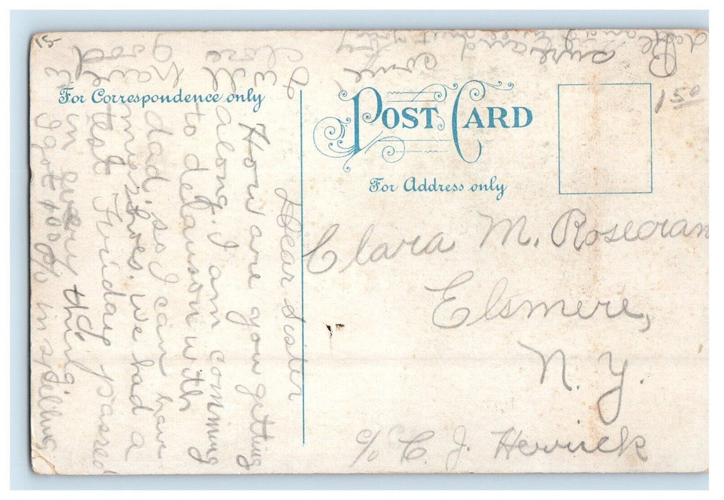 c1910's Girl Driving Auto Car Couple Kissing At Back Posted Antique Postcard
