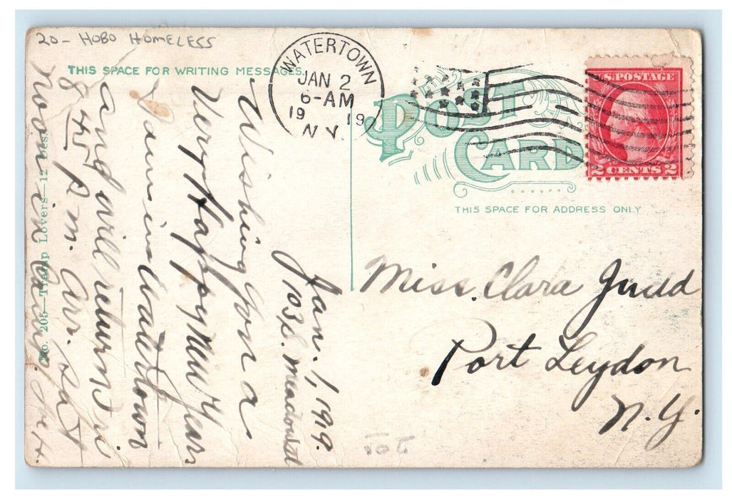 1919 Girl Boy Kissing Something That Never Happened Hobo Homeless Postcard