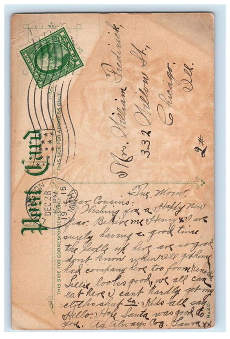 1915 Couple and Antique Car Ludington Michigan MI Posted Comic Postcard