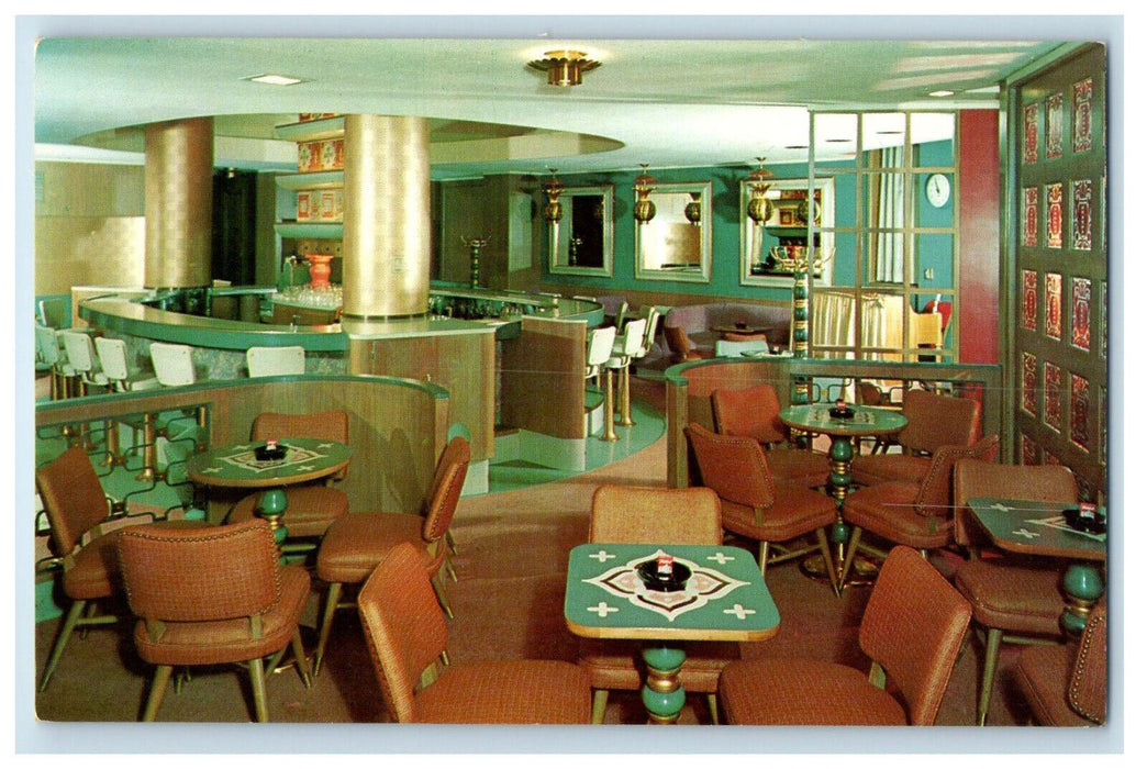 c1950s Terrace Lounge in the Hotel Faust Rockford Illinois IL Postcard