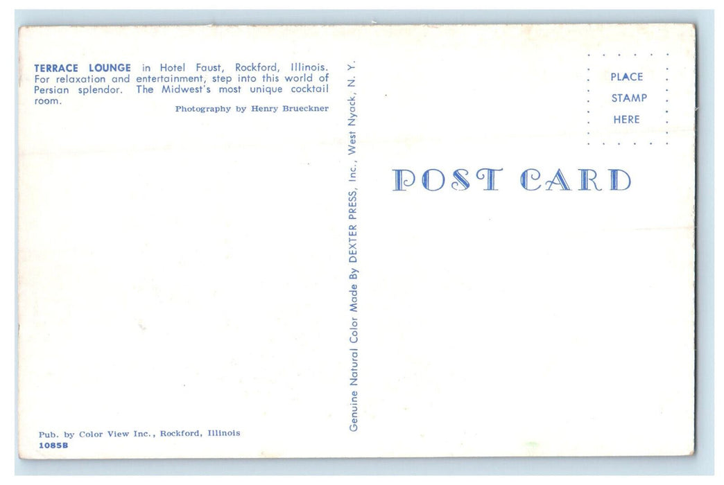 c1950s Terrace Lounge in the Hotel Faust Rockford Illinois IL Postcard