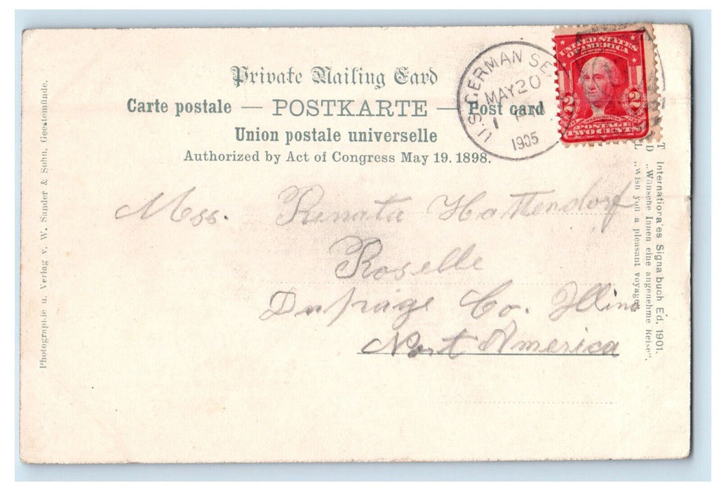 1905 Nordd Lloyd Bremen D Kaiser Steamship Wilhelm II Posted Postcard