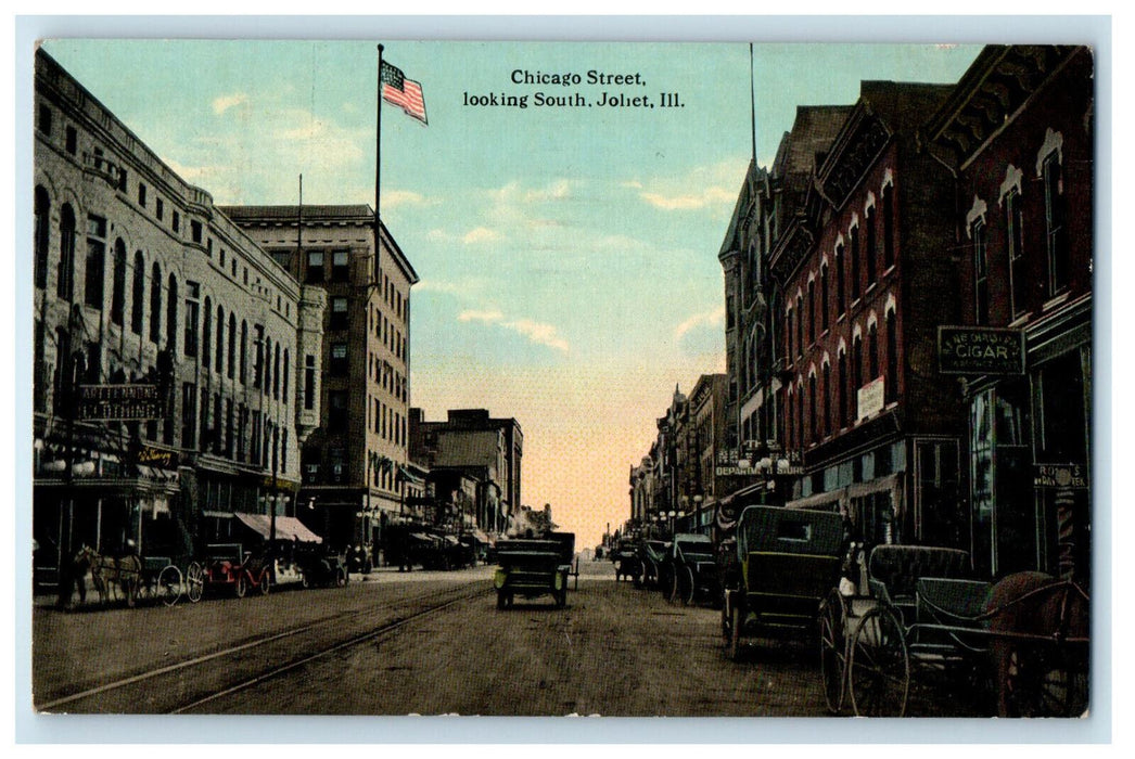 1914 Chicago Street Looking South Joliet Illinois IL Posted Antique Postcard