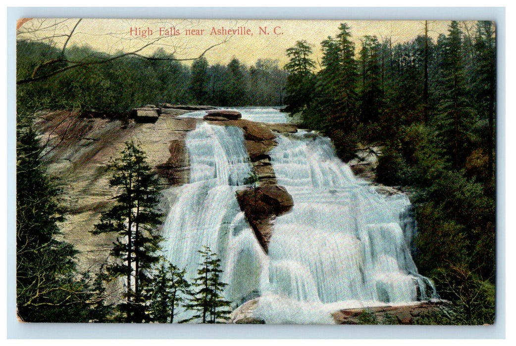 c1910 High Falls Near Asheville North Carolina NC Antique Unposted Postcard