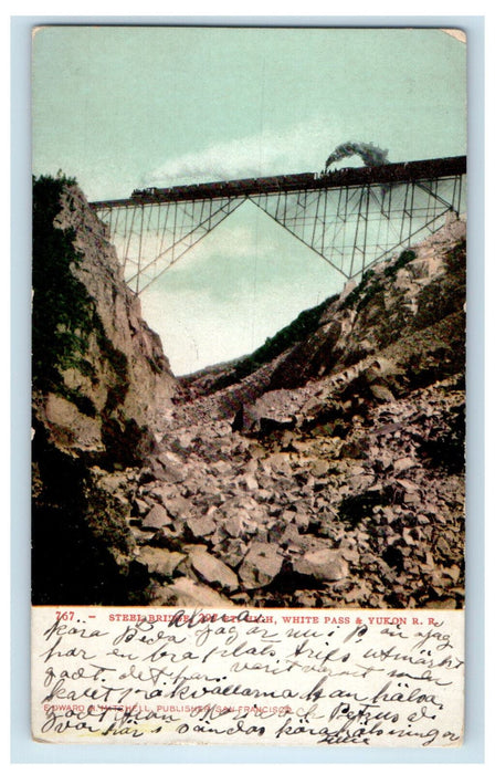 1908 Steel Bridge White Pass & Yukon Railroad Skagway, Alaska AK Postcard