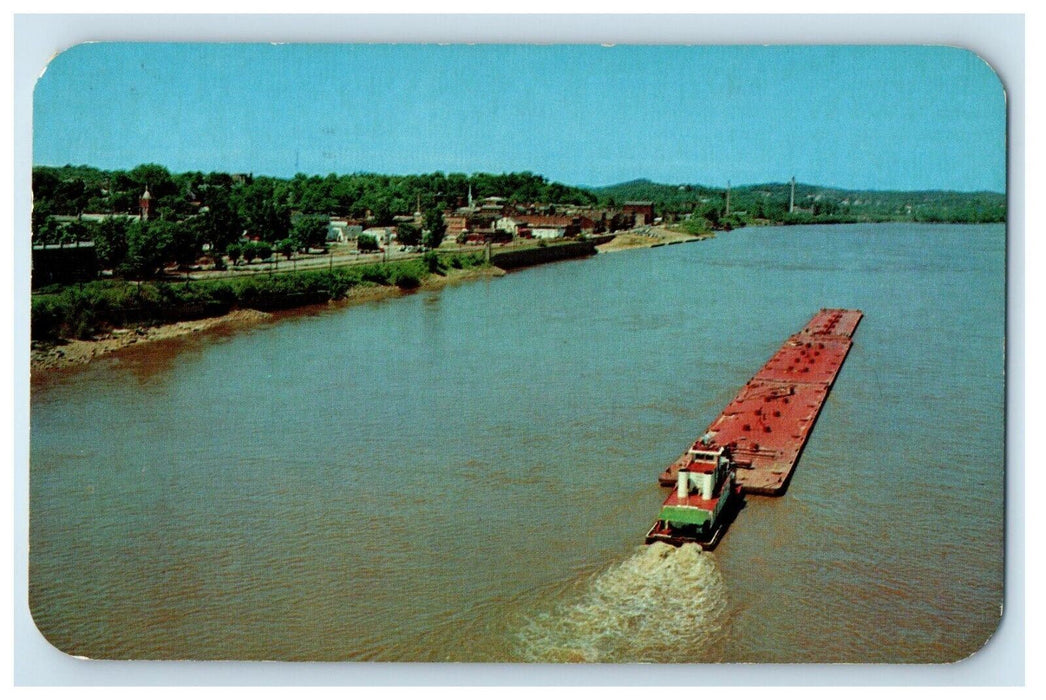 1962 Waterfront Seen From The Mississippi River Cape Girardeau MO Postcard