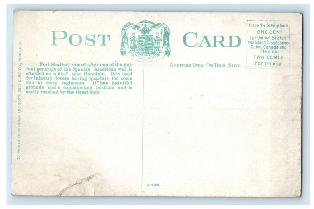 c1910 Fort Shafter Honolulu Hawaii HI Unposted Antique Postcard