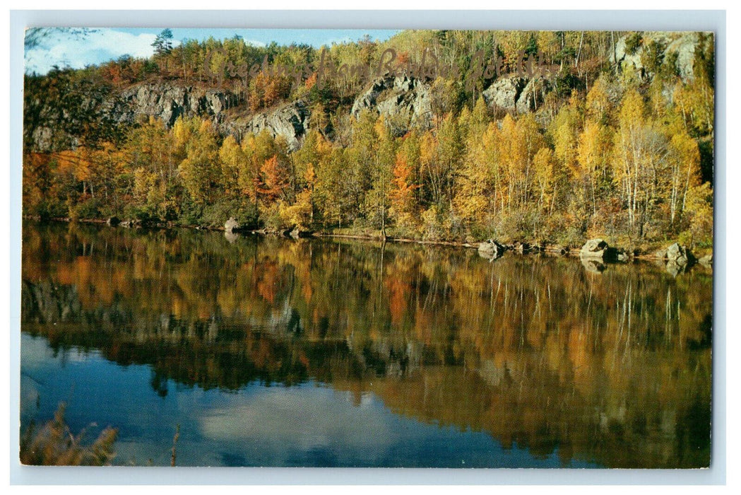 c1960s Greetings Boulder Junction Wisconsin WI Autumn Lake Unposted Postcard